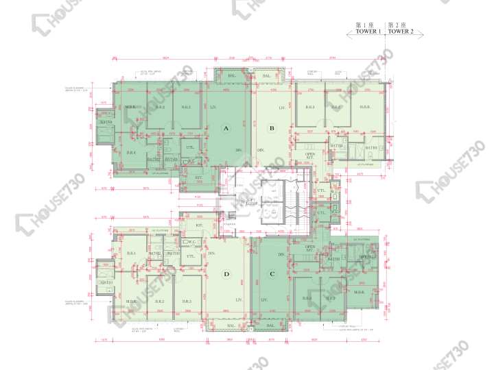 海日灣 平面圖 海日灣 Court D 1座 2樓 樓層平面圖 - House730