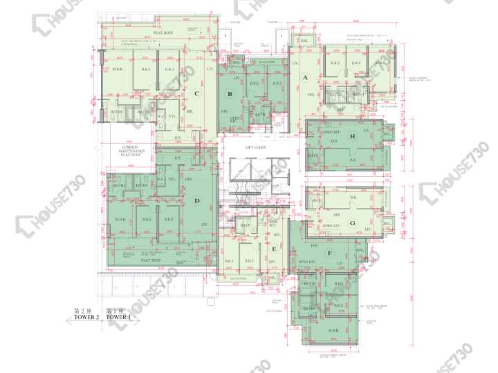 海日灣 平面圖 海日灣 Court B 1座 1樓 樓層平面圖 - House730
