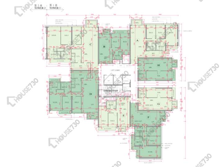 海日灣 平面圖 海日灣 Court B 1座 15樓 樓層平面圖 - House730