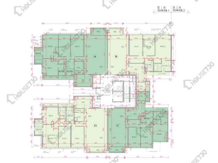 海日灣 平面圖 海日灣 Court D 1座 9樓 樓層平面圖 - House730