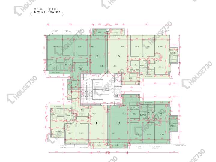 海日灣 平面圖 海日灣 Court D 2座 9樓 樓層平面圖 - House730
