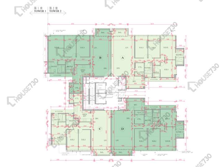 海日灣 平面圖 海日灣 Court D 2座 8樓 樓層平面圖 - House730
