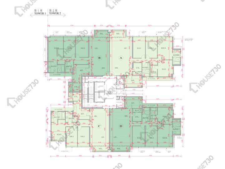 海日灣 平面圖 海日灣 Court D 2座 10-11樓 樓層平面圖 - House730