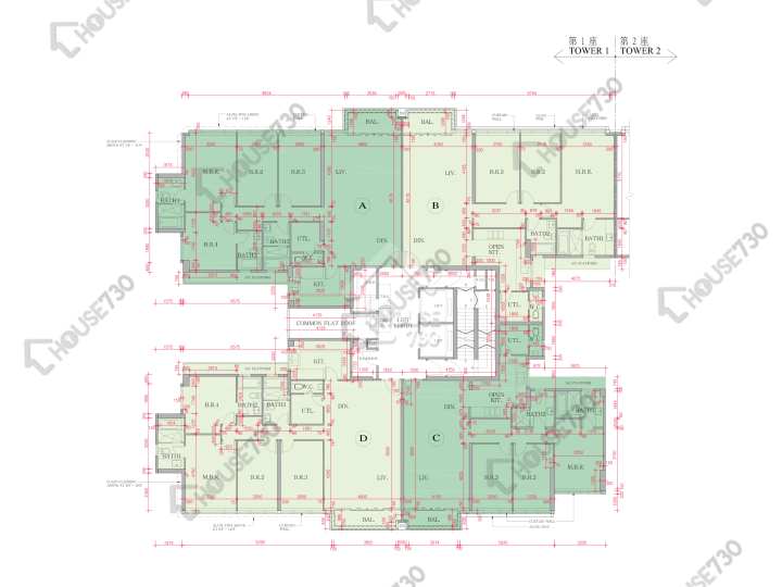 海日灣 平面圖 海日灣 Court D 2座 1樓 樓層平面圖 - House730