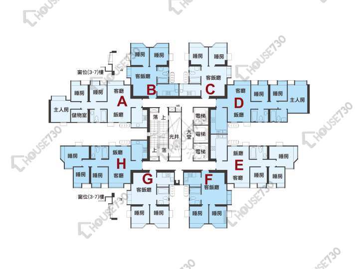 馬鞍山中心 平面圖 馬鞍山中心 4座 3-29樓 樓層平面圖 - House730
