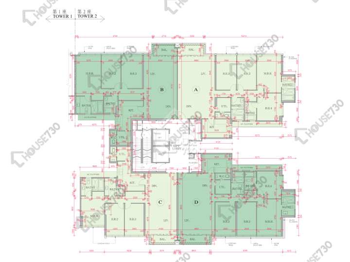 海日灣 平面圖 海日灣 Court D 2座 15-16樓 樓層平面圖 - House730