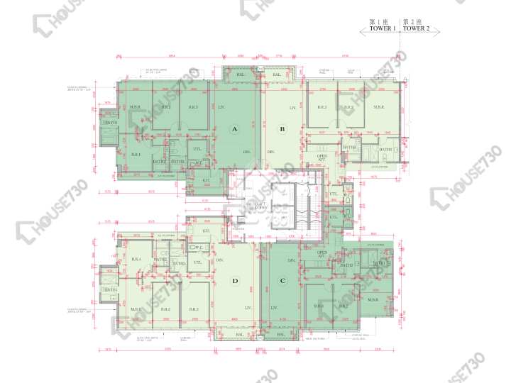 海日灣 平面圖 海日灣 Court D 1座 3,5,6樓 樓層平面圖 - House730