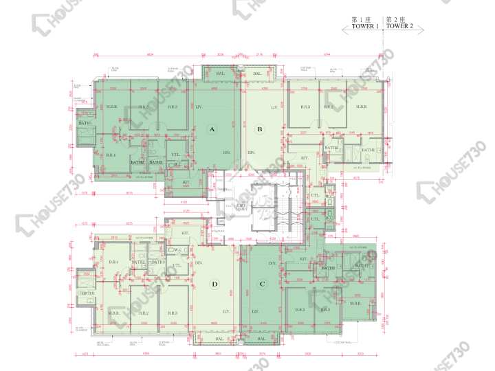 海日灣 平面圖 海日灣 Court D 1座 12樓 樓層平面圖 - House730