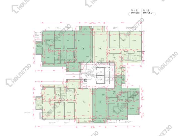 海日灣 平面圖 海日灣 Court D 1座 7樓 樓層平面圖 - House730