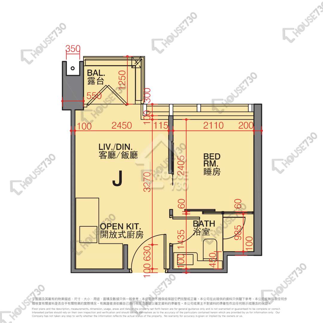 Tai Kok Tsui CETUS‧SQUARE MILE Lower Floor Unit Floor Plan 2座-中層/低層-J室 House730-4152864