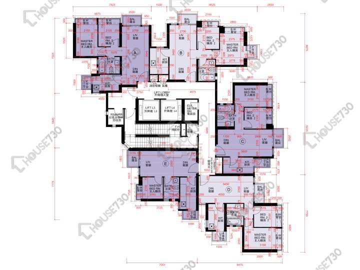 喜薈 平面圖 喜薈 2座 7-13,15-16,18-23,25-32,33樓 樓層平面圖 - House730