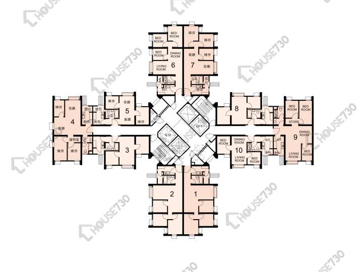 青泰苑 平面圖 青泰苑 俊泰閣 (F座) 1-32樓 樓層平面圖 - House730