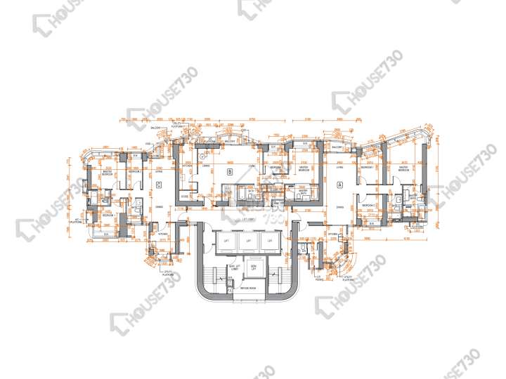 瀚然 平面圖 瀚然 25-33,35-43,45-47,48樓 樓層平面圖 - House730