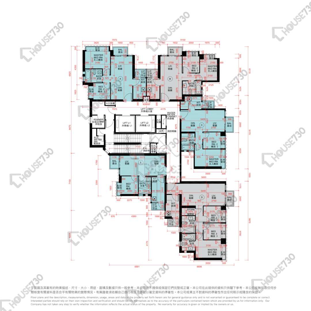Cheung Sha Wan HEYA AQUA Middle Floor Floor Plan 1座-高層/中層/低層 House730-5125145