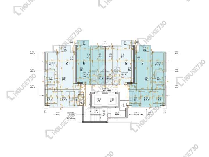 Oasis Kai Tak 平面圖 Oasis Kai Tak 低座D座 2樓 樓層平面圖 - House730