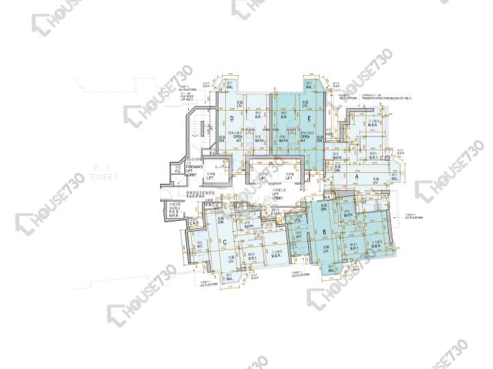 Oasis Kai Tak 平面圖 Oasis Kai Tak 5座 3,5-12,15-23,25-31,32樓 樓層平面圖 - House730