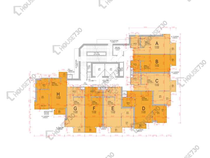 喜點 平面圖 喜點 5-12,15-23,25,26樓 樓層平面圖 - House730