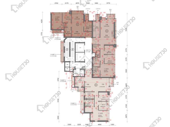 Kensington Hill 平面圖 Kensington Hill 19-23,25-30,31樓 樓層平面圖 - House730