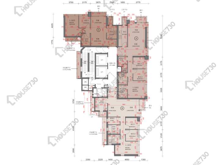 Kensington Hill 平面圖 Kensington Hill 7-12,15-17,18樓 樓層平面圖 - House730