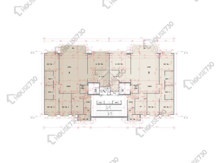 澐瀚 平面圖 澐瀚 2座 3樓 樓層平面圖 - House730