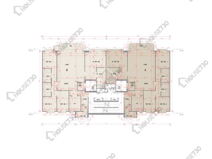 澐瀚 平面圖 澐瀚 3座 3樓 樓層平面圖 - House730