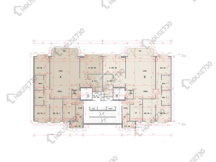 澐瀚 平面圖 澐瀚 5座 3樓 樓層平面圖 - House730
