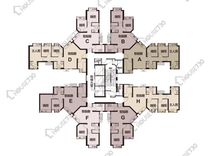蔚翠花園 平面圖 蔚翠花園 1座 13樓 樓層平面圖 - House730