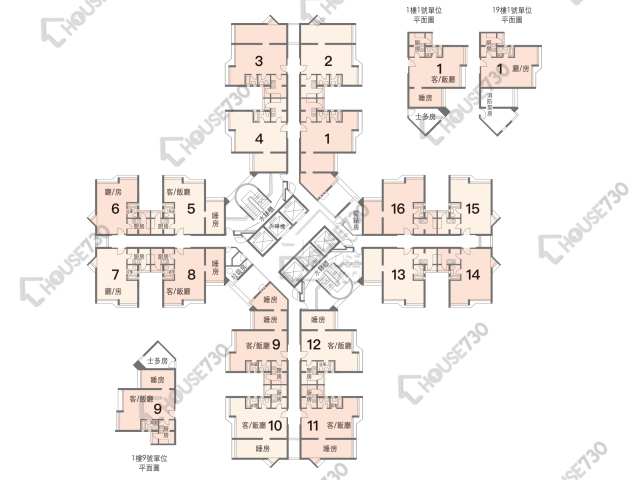 景盛苑 平面圖 景盛苑 俊景閣 (B座) 1-38樓 樓層平面圖 - House730