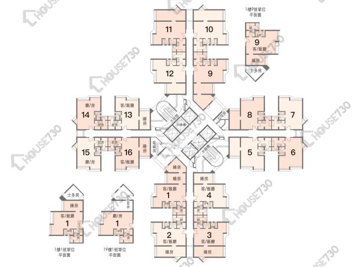 景盛苑 平面圖 景盛苑 賢景閣 (D座) 1-38樓 樓層平面圖 - House730