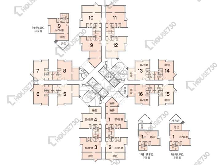 景盛苑 平面圖 景盛苑 欣景閣 (C座) 1-38樓 樓層平面圖 - House730