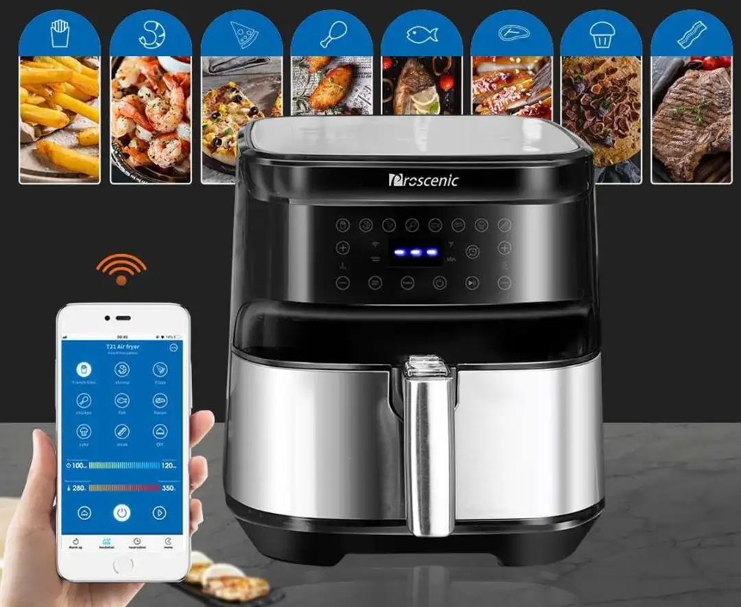 新一代气炸锅可以经wifi与手机连接，变成智能气炸锅
