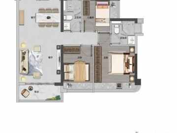中鼎君和名城 D 100平方叁房 - House730