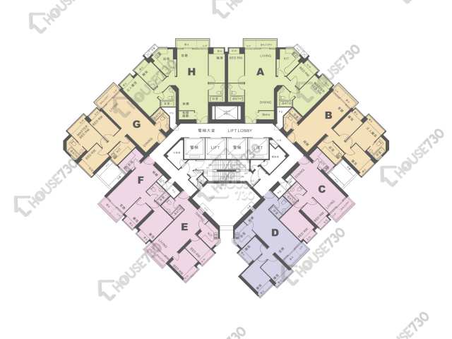 Caribbean Coast Floor Plans Caribbean Coast Phase 4 Crystal Cove Tower 15 6-8,10-12,15-23,25-33,35-36,38-43,45-53,55-63,65/F Floor Plan - House730