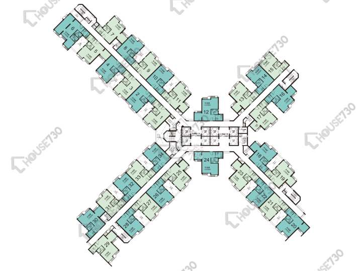 屏欣苑 平面圖 屏欣苑 B座 (屏彥閣) 2-33樓 樓層平面圖 - House730
