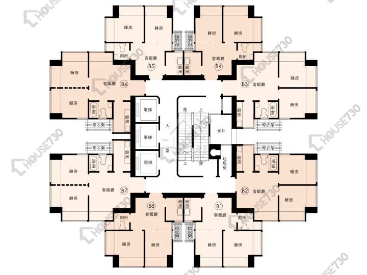 翠華花園 平面圖 翠華花園 B座 1-26樓 樓層平面圖 - House730