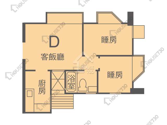 大圍 金禧花園 中層 單位平面圖 6座-高層/中層/低層-D室 House730-7243500