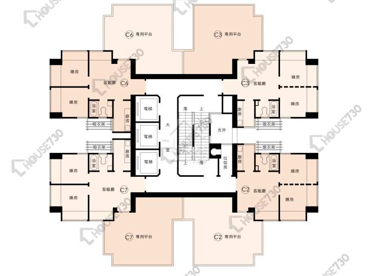 翠華花園 平面圖 翠華花園 C座 27樓 樓層平面圖 - House730