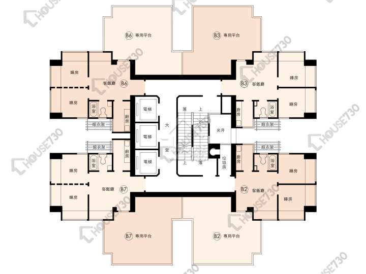 翠華花園 平面圖 翠華花園 B座 27樓 樓層平面圖 - House730