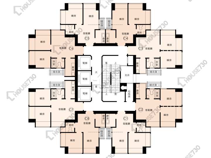 翠華花園 平面圖 翠華花園 C座 1-26樓 樓層平面圖 - House730