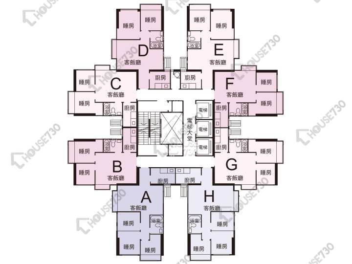康德花園 平面圖 康德花園 1座 4-32樓 樓層平面圖 - House730