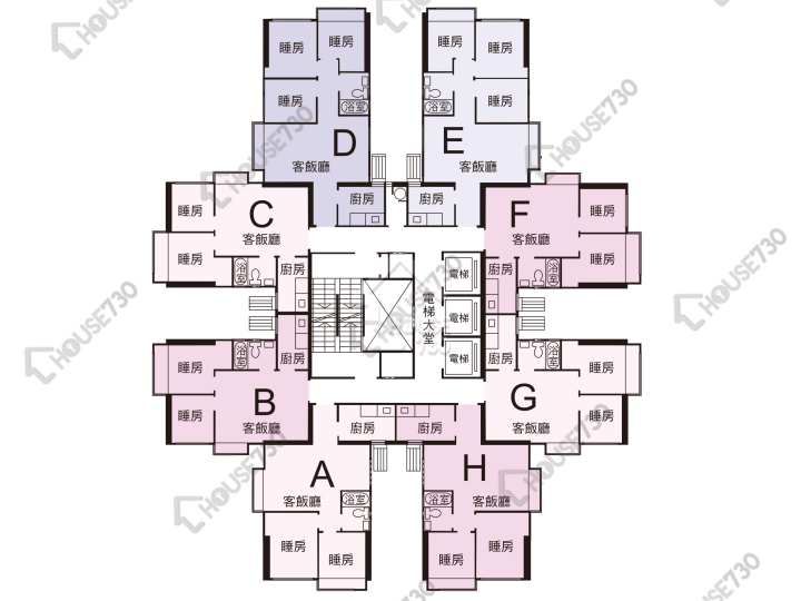 康德花園 平面圖 康德花園 2座 4-32樓 樓層平面圖 - House730