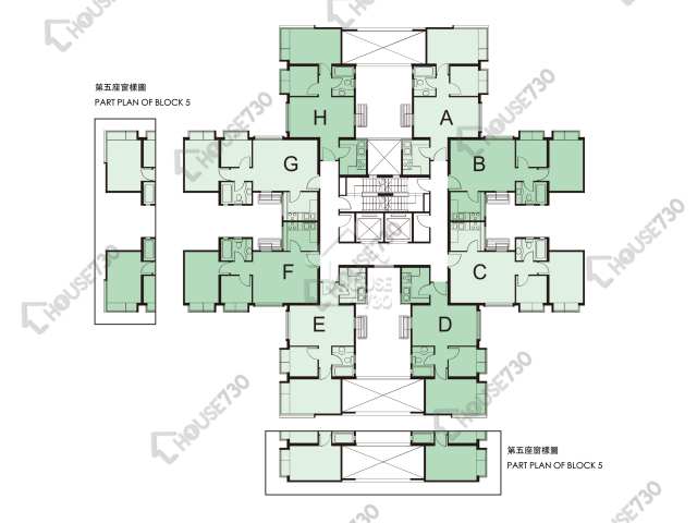 蓝地 绿怡居 楼层平面图 5座-高层/中层/低层 House730-7243597