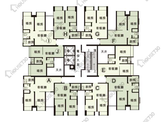 花園城 平面圖 花園城 2期 雅碧苑 (1座) 1-17樓 樓層平面圖 - House730