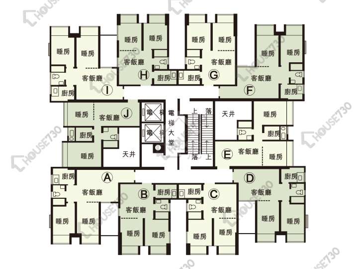 花園城 平面圖 花園城 2期 雅碧苑 (1座) 1-17樓 樓層平面圖 - House730