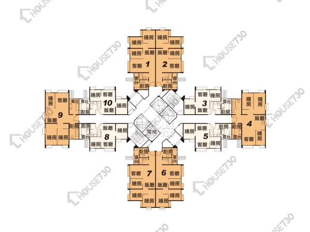 英明苑 平面圖 英明苑 明亮閣 (B座) 1-35樓 樓層平面圖 - House730