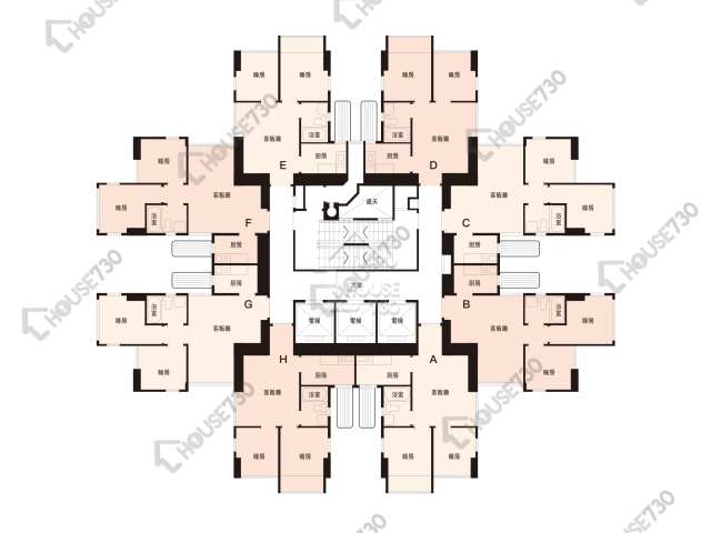 荃德花園 平面圖 荃德花園 A座 3-32樓 樓層平面圖 - House730