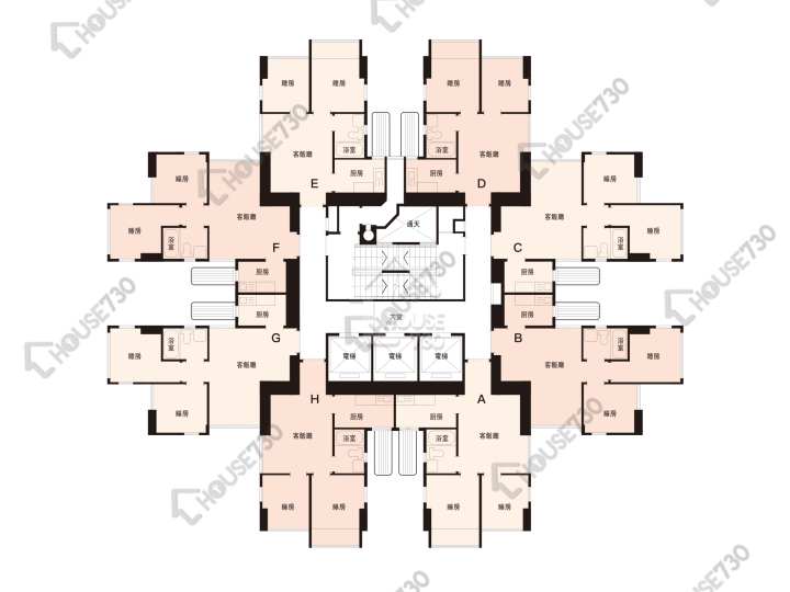 荃德花園 平面圖 荃德花園 A座 3-32樓 樓層平面圖 - House730