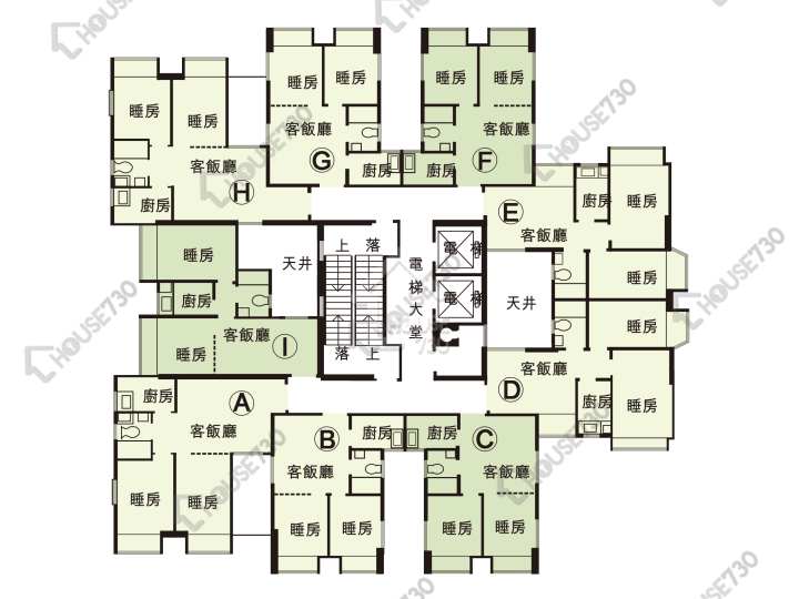 花園城 平面圖 花園城 3期 雅蕙苑 (A座) 1-17樓 樓層平面圖 - House730