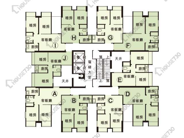 花園城 平面圖 花園城 3期 雅芝苑 (C座) 1-11樓 樓層平面圖 - House730