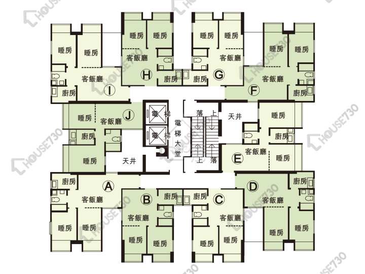 花園城 平面圖 花園城 3期 雅芝苑 (C座) 1-11樓 樓層平面圖 - House730